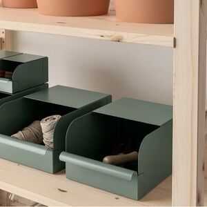 IKEA ❤️ 🗃️REJSA Storage Box Metal Bin Gray -Green set of 2 NIB